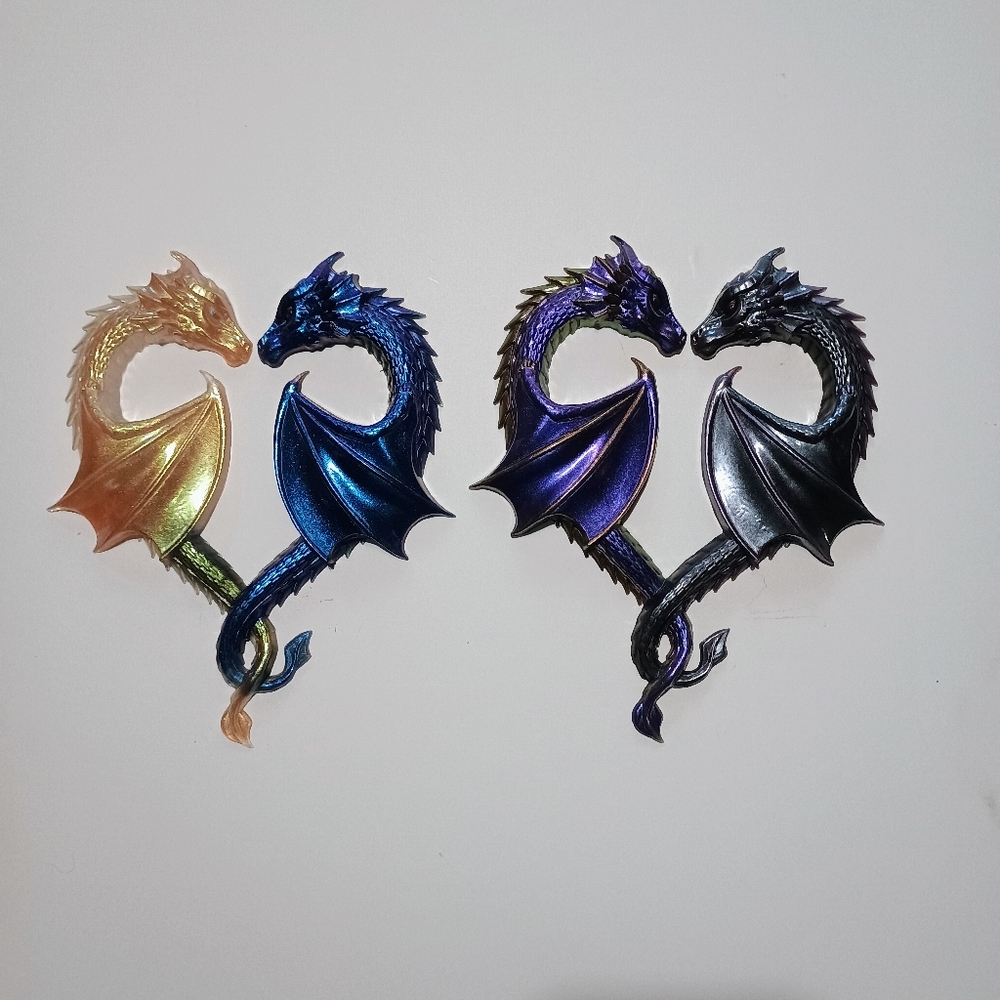 Metallic Dragon Wall Decor Set - Gold, Blue, and Purple